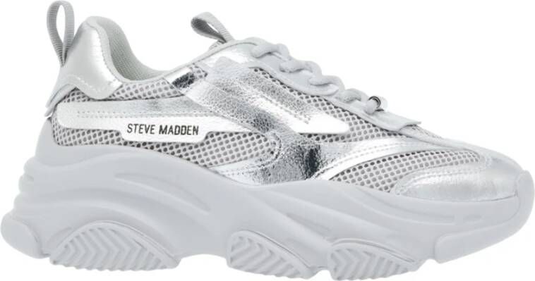 Steve Madden Zilverkleurige Metallic Chunky Sneakers