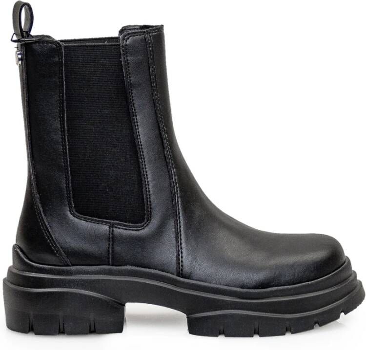 Steve Madden Zwarte Leren Elastische Inzet Laarzen