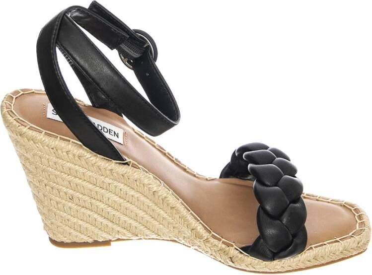 Steve Madden Zwarte Leren Enkelband Sandalen