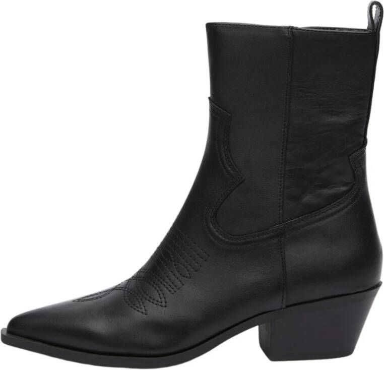 Steve Madden Zwarte leren enkellaarsjes Kendal