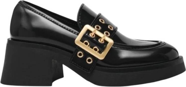 Steve Madden Zwarte loafers met gouden gesp - Foto 2