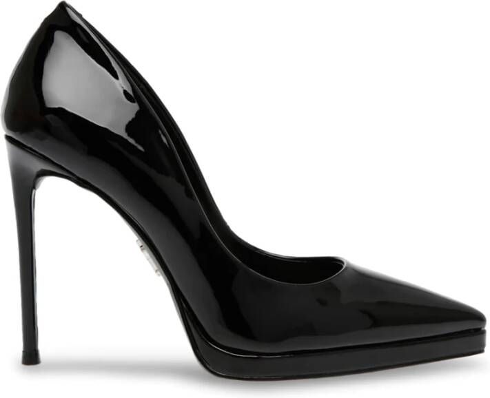 Steve Madden Zwarte platte schoenen met glanzende afwerking Black Dames