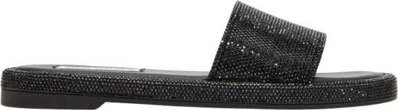 Steve Madden Zwarte platte sandalen met strass