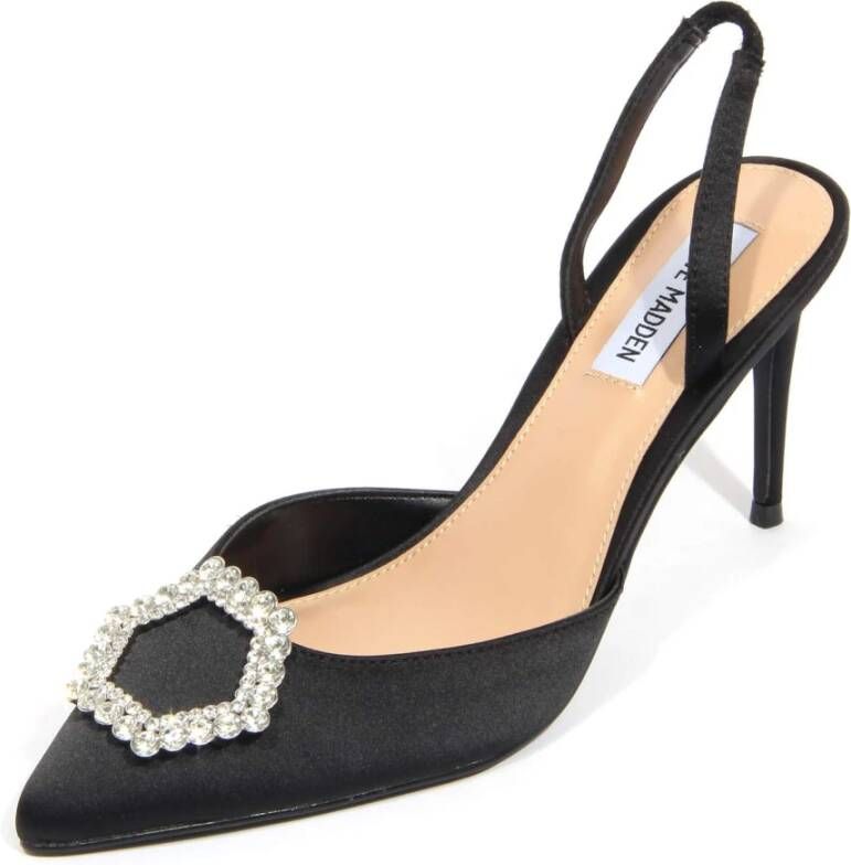 Steve Madden Zwarte Satijnen Slingback Hakken