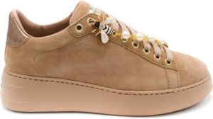 Stokton Beige Sneakers met Leren Voering en Rubberen Zool Beige Dames