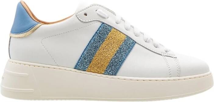 Stokton Witte Leren Glitter Detail Sneaker Multicolor Dames