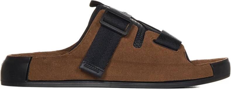 Stone Island Bruine Suède Slippers met Kruisband Sluiting Bruin Heren