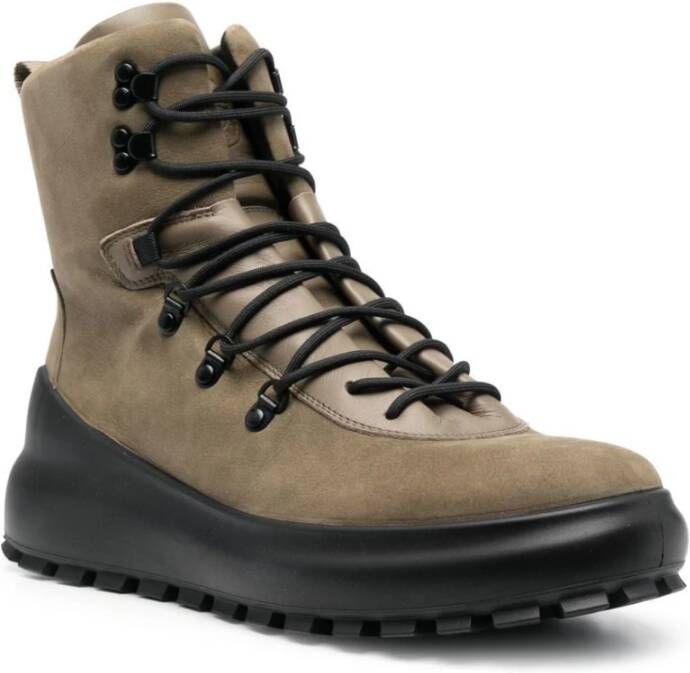 Stone Island Leren Veterschoenen Grijs Heren