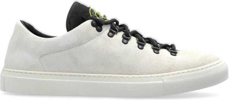 Stone Island Iconische Suède Lage-Top Veterschoenen White Heren