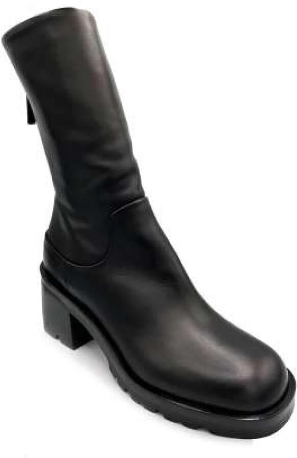 Strategia 70mm Hak Leren Laars met Rits Zwart Black Dames