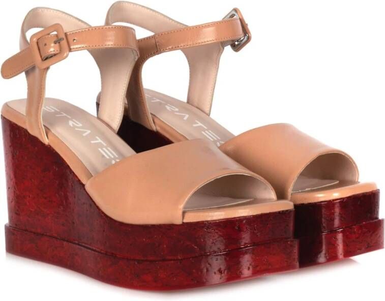 Strategia Rode sleehak sandaal met vierkante neus Beige Dames