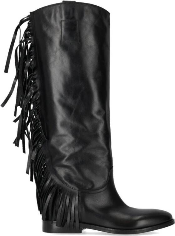 Strategia Boots Black Fringed Boot in zwart