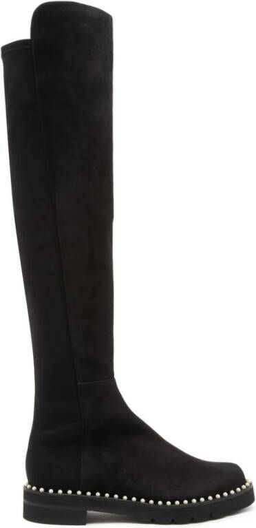 Stuart Weitzman 5050 Pearl Lift Laars Black Dames