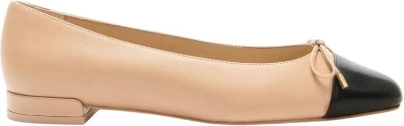 Stuart Weitz Beige Bow Ballerina Flats