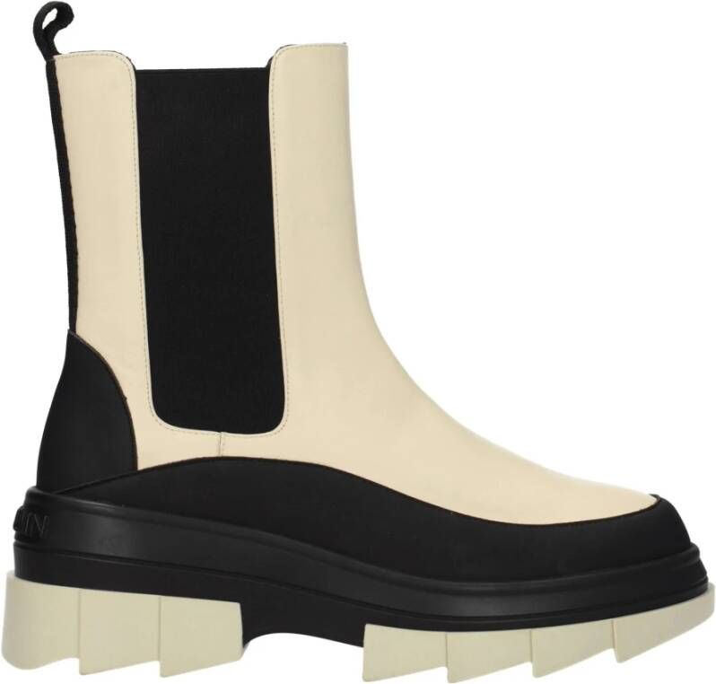 Stuart Weitz Beige Leren Enkellaarzen Vintage Stijl