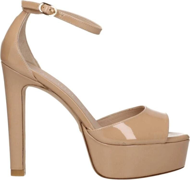Stuart Weitzman Bruine leren platform sandalen