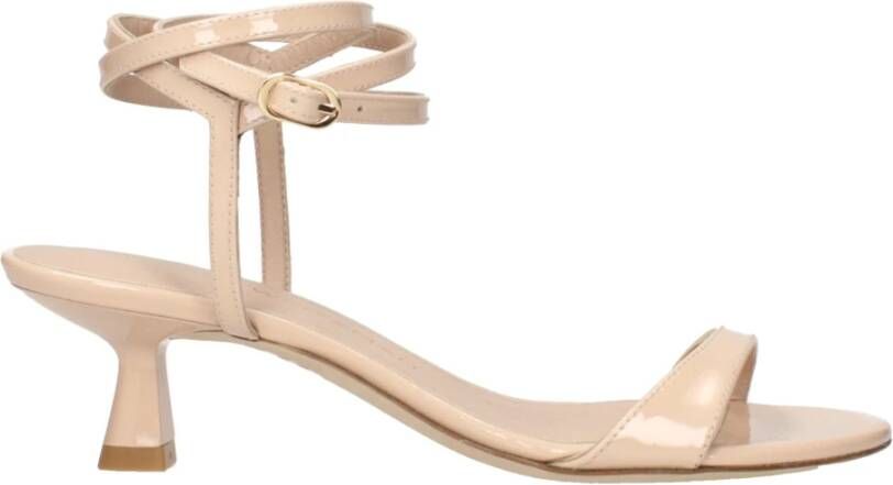 Stuart Weitz Beige Leren Stiletto Hakken Sandalen