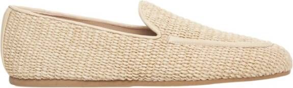 Stuart Weitz Beige Raffia Loafers Stijlvol Ontwerp