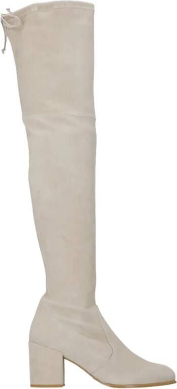 Stuart Weitzman Beige Suède Overknee Laarzen Beige Dames