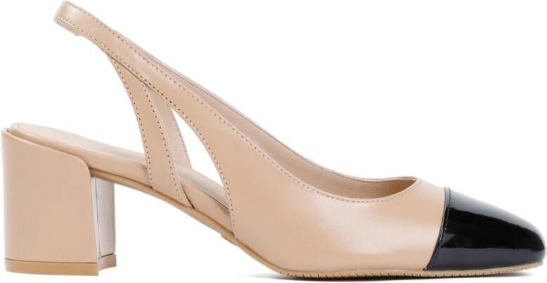 Stuart Weitz Beige Zwart Leren Sandalen Uitgesneden