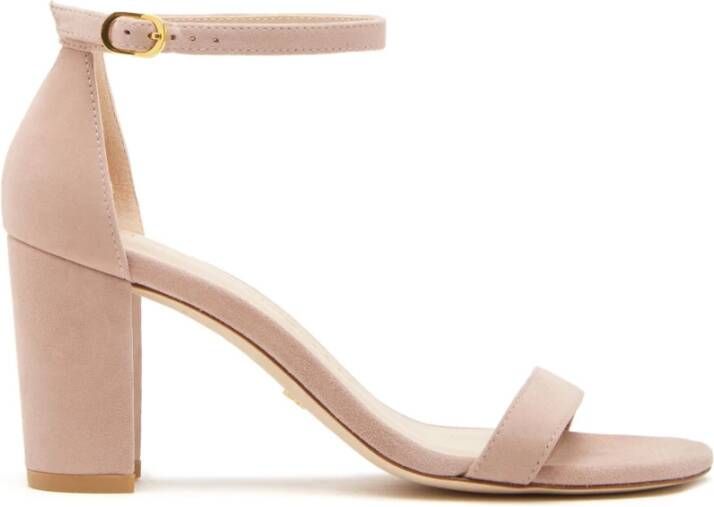 Stuart Weitzman Bijna naakte blokhak sandalen Beige Dames