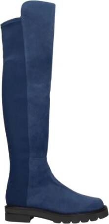 Stuart Weitz Blauwe Suède Casual Mid Heel Laarzen