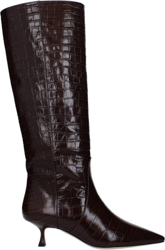 Stuart Weitzman Bruin Leren Hoge Hak Laarzen
