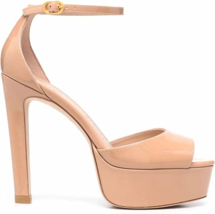 Stuart Weitzman Bruine leren platform sandalen