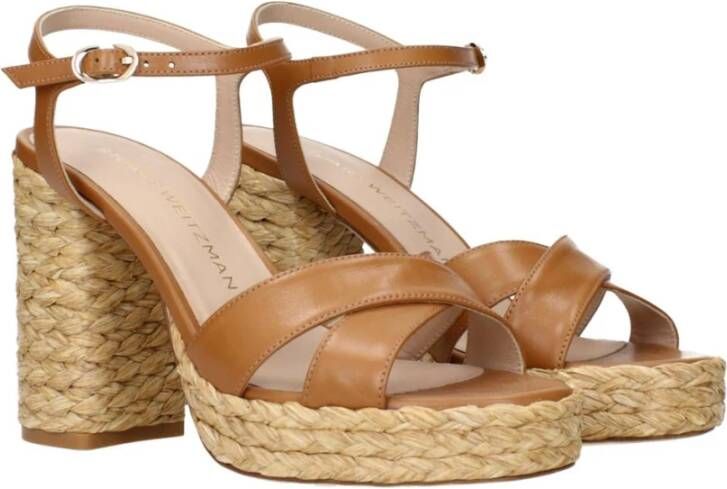 Stuart Weitz Bruine Leren Plateau Schoenen