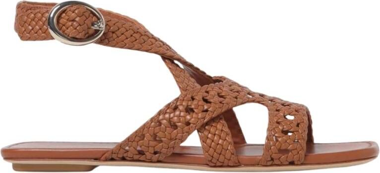 Stuart Weitz Bruine leren platte sandalen