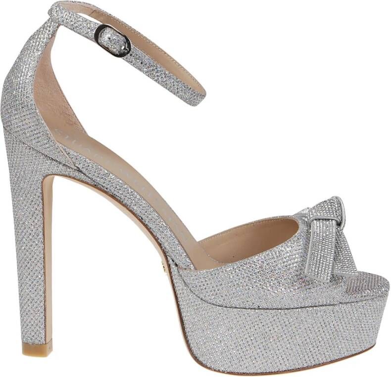 Stuart Weitzman Crystal DiscoPlatform Mega Bow Sandalen Gray Dames