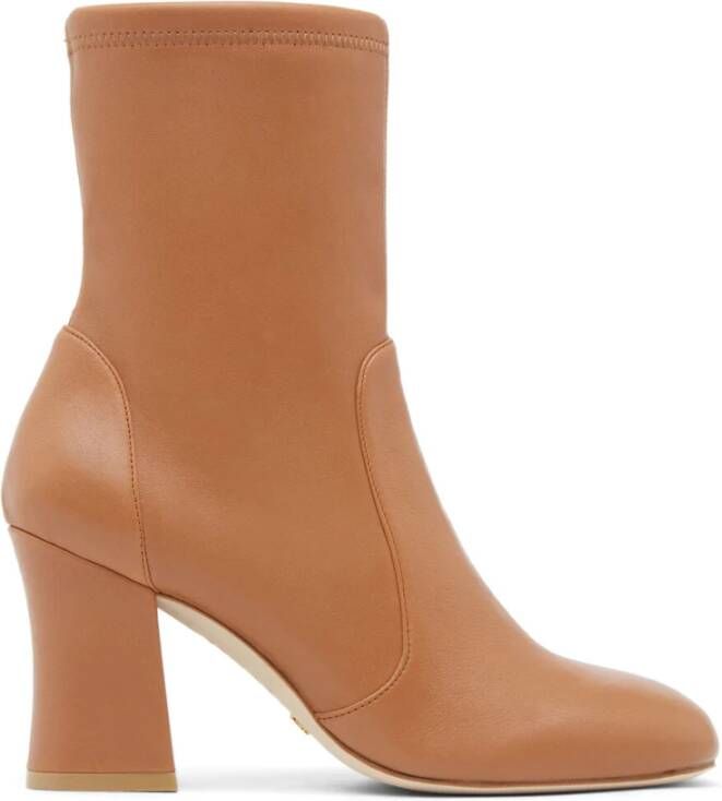 Stuart Weitzman Boots & laarzen Curveblock 85 Sock Bootie in cognac