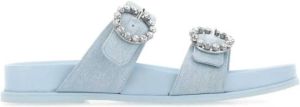 Stuart Weitzman Denim Bling Ring Slippers Blauw Dames