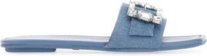Stuart Weitzman Denim Saint Tropez Slippers Blauw Dames