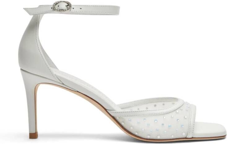 Stuart Weitzman Elegant Square Toe Sandal White Dames