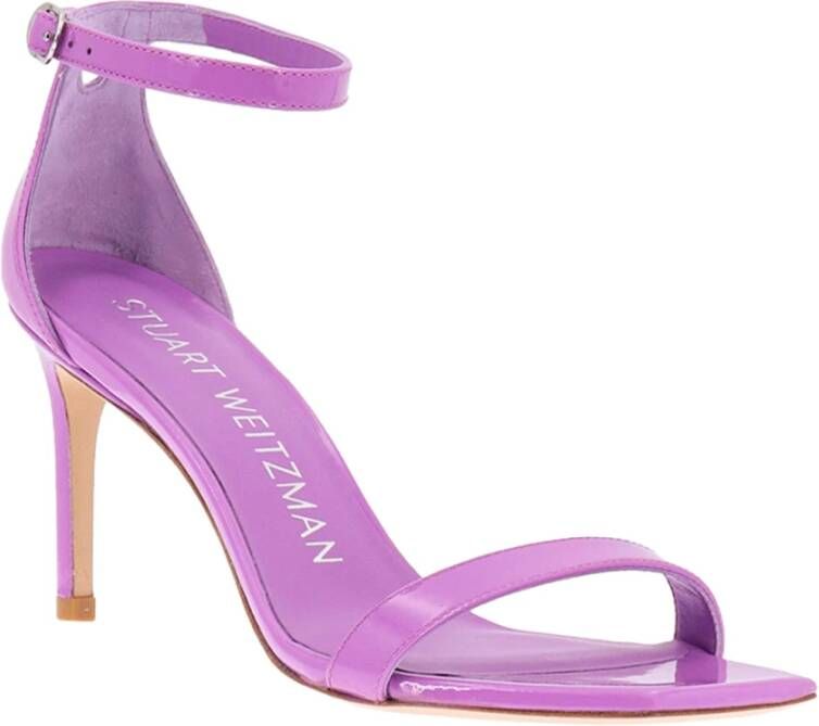 Stuart Weitzman Elegante Patentleren Hoge Hak Sandalen Purple Dames