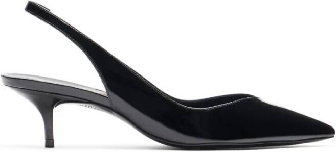 Stuart Weitzman Elegante Slingback Pump met V-Cut Vamp Black Dames