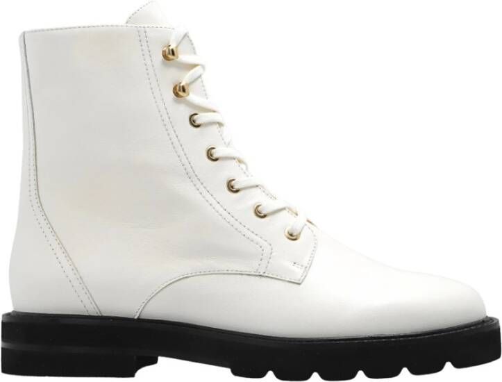 Stuart Weitzman Witte Leren Enkellaarzen Street Style