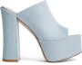 Stuart Weitzman Vintage Denim Platform Slide Blue Dames - Thumbnail 1