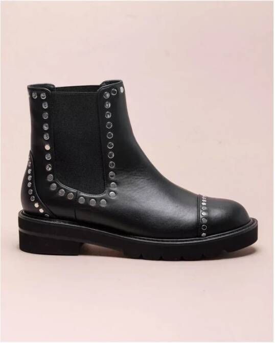 Stuart Weitzman Frankie Leren Laarzen met Platte Studs Black Dames