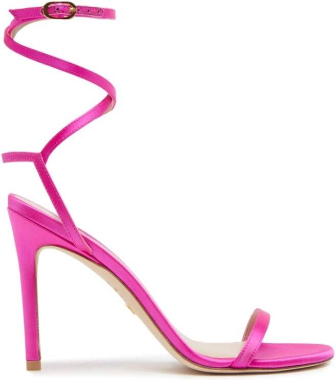 Stuart Weitzman Fuchsia satijn lamelynude 100 sandalen Roze Dames