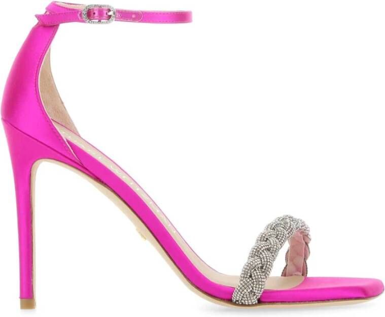 Stuart Weitzman Fuchsia satijnen flamingo sandalen Roze Dames