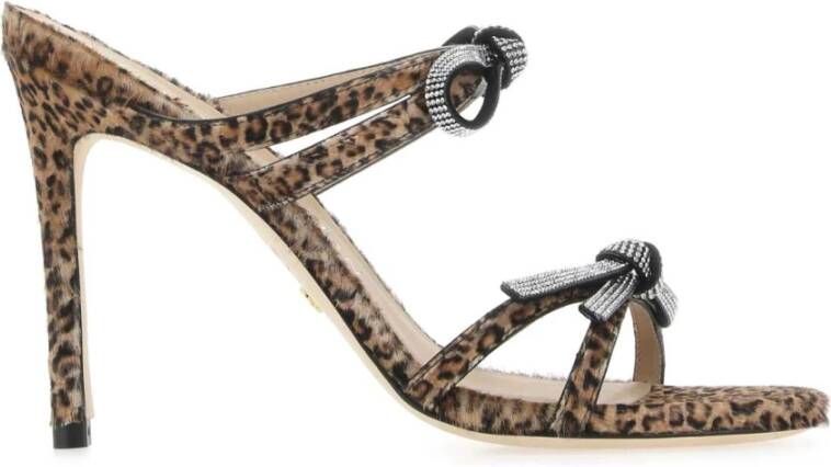 Stuart Weitzman Gedrukte kalfshaar SW BOW Mules Bruin Dames