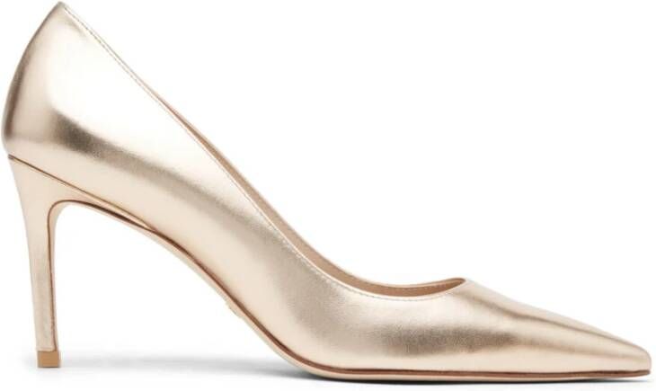 Stuart Weitzman Gepolijste Metallic Pump 85mm Stiletto Hak Beige Dames