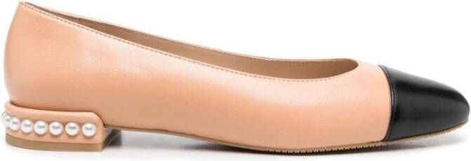 Stuart Weitzman Ginger Zwart Parel Platte Ballerina Brown Dames