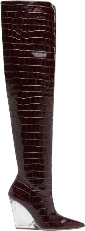 Stuart Weitzman Glamoureuze Croc Wedge Laarzen Purple Dames