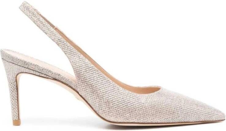 Stuart Weitzman Glitter Slingback Stiletto Heel Pumps Beige Dames