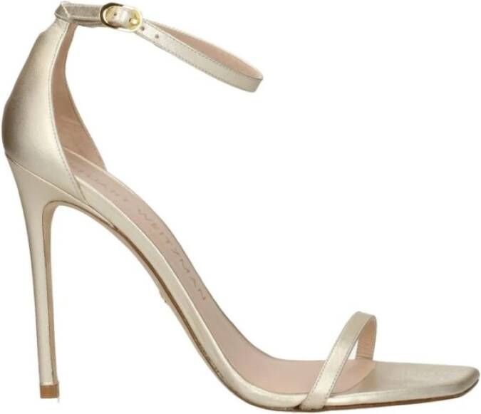 Stuart Weitz Gouden Hoge Hak Sandalen met Open Neus