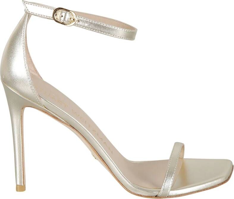 Stuart Weitzman Grijze Metallic Sandalen Hoge Hak Yellow Dames