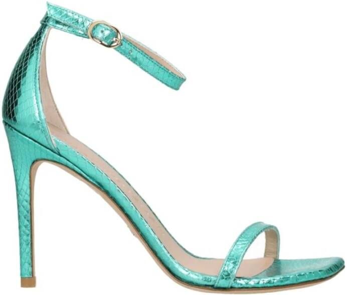 Stuart Weitz Groene leren hoge hak sandalen